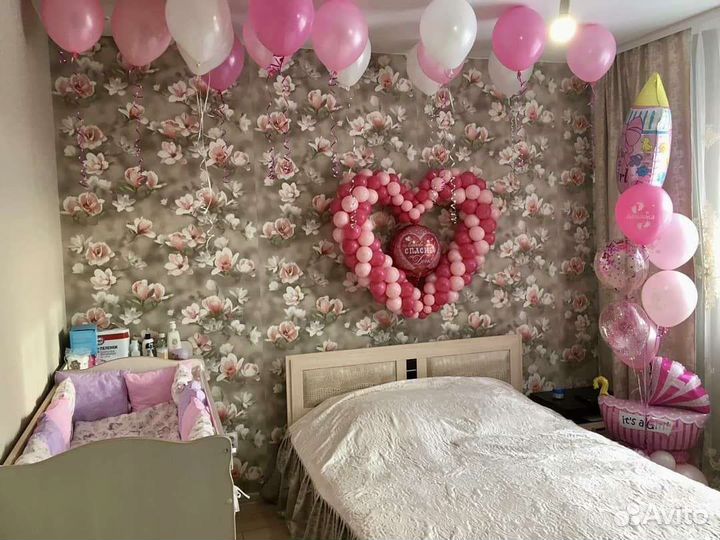 Шары на выписку из роддома, оформление шарами