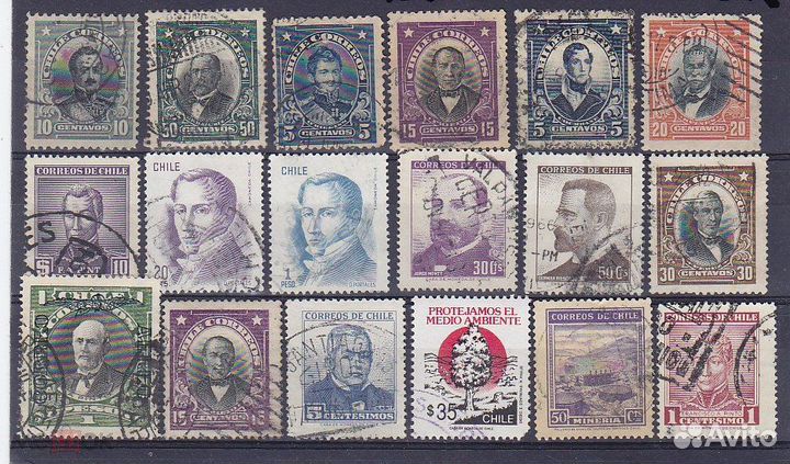 Сток почтовых марок Чили 20 штук