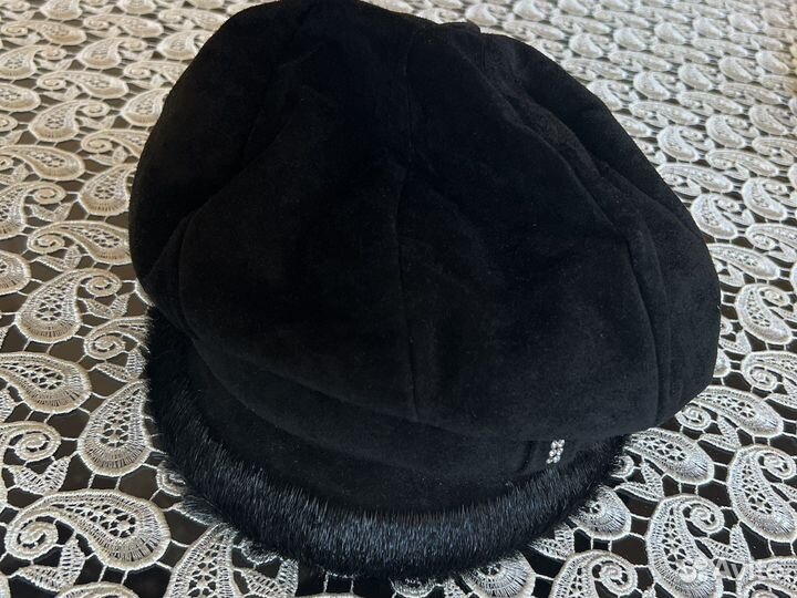 Кепка женская,натуральная замша и норка,осень-зима
