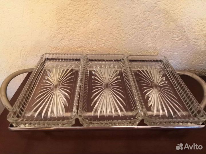 Менажница металл стекло