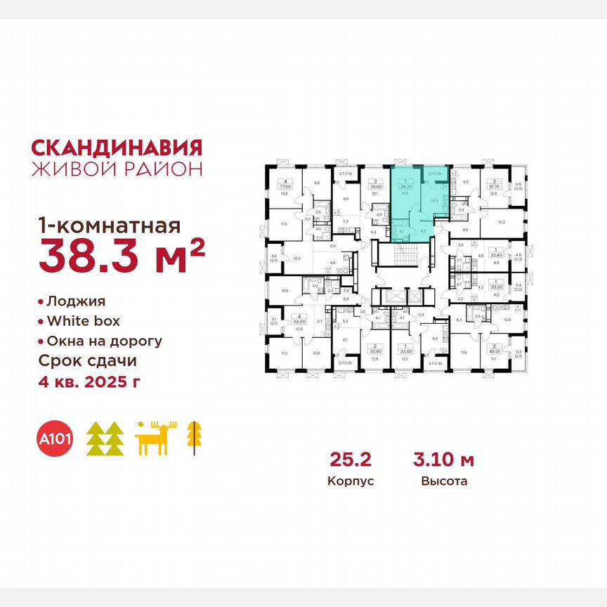 1-к. квартира, 38,3 м², 17/17 эт.