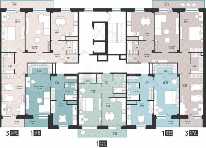 1-к. квартира, 50,9 м², 5/15 эт.