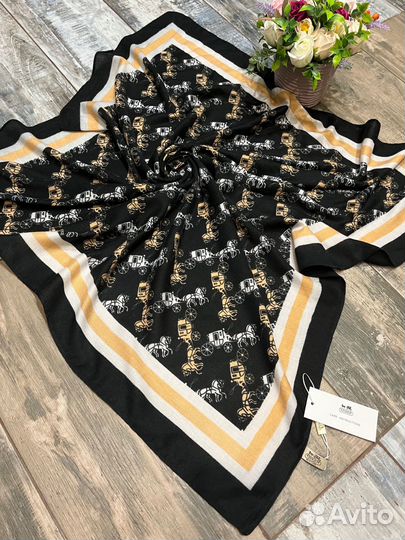 Кашемировый платок Coach черный новый теплый