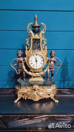 Комплект каминный. Часы. Подсвечник. Винтаж