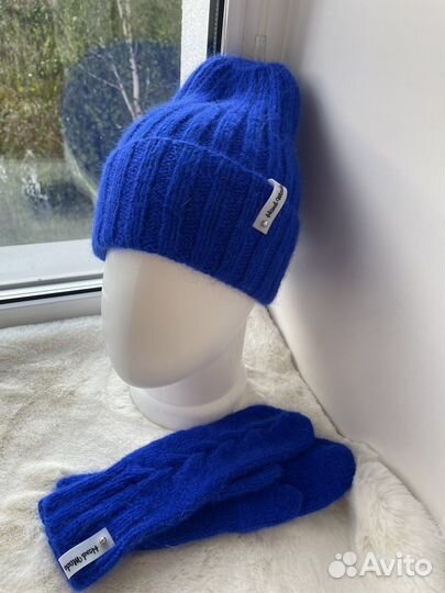 Шапка и варежки из пуха норки