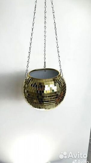 Кашпо из диско шара / кашпо из зеркальной мозаики