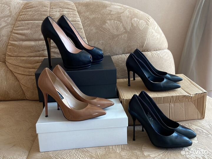 Женские кожаные туфли лодочки бежевые/черные р.36