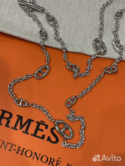 Цепь hermes серебро