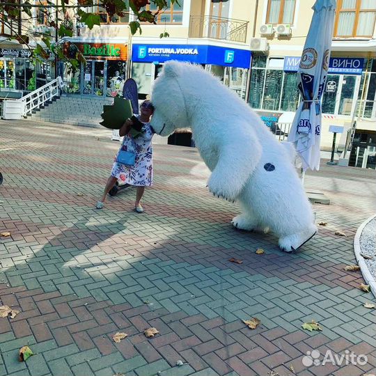 Белый Мишка поздравление/Ростовая кукла/Аниматоры