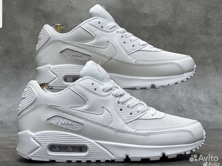 Nike Air Max 90 Белые (кожа/сетка)