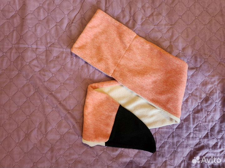 Комплект шапка, шарф лисичка. Размер 50-55