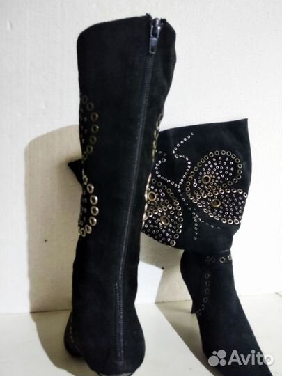 Сапоги винтаж натуральная замша Италия