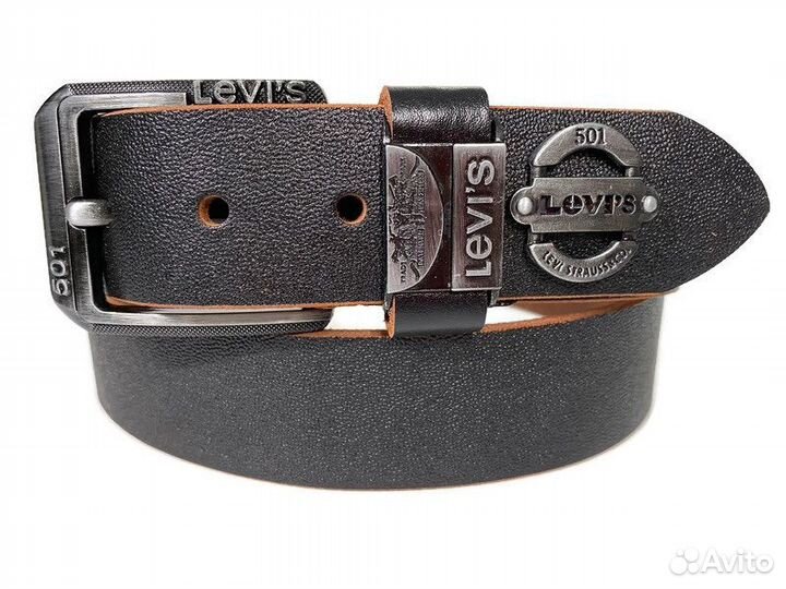 Ремень мужской кожаный «Леви, с 501» 2539 black