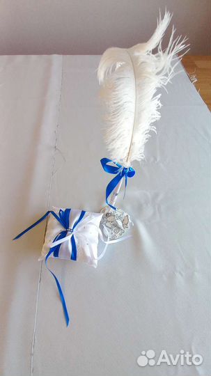 Подушечка для колец, ручка-перо