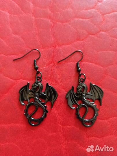 Серьги, кулон, браслет Драконы