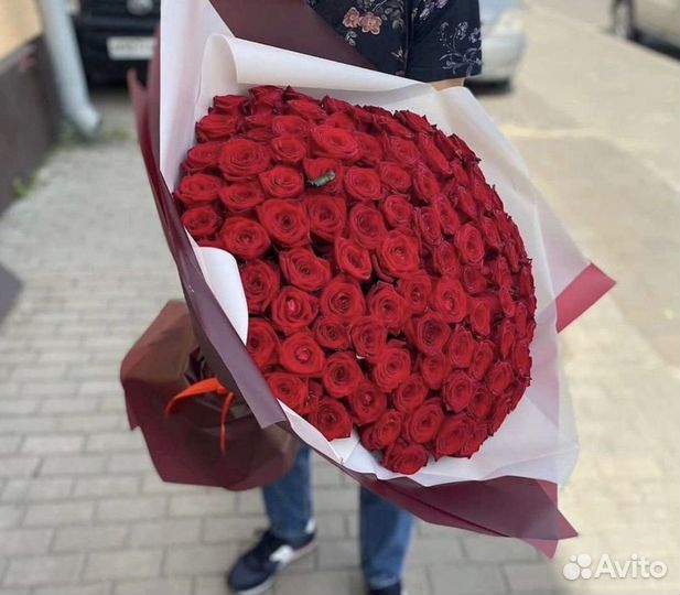 Букет из 101 розы, доставка цветов, роз