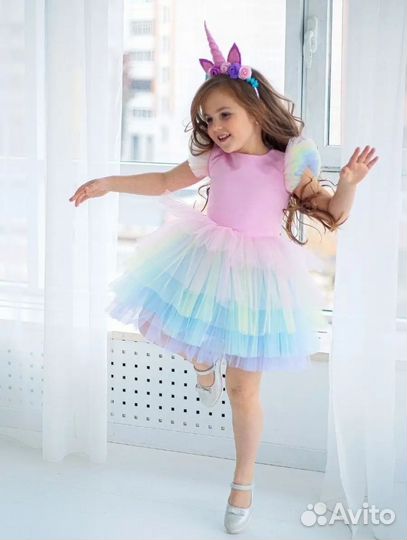 Платье для девочки 110 116 единорог пышное