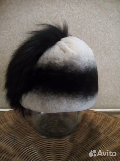 Шапка женская кролик рекс с лисой
