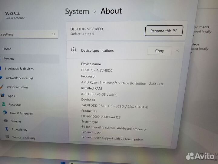 Ноутбук microsoft Surface Laptop 4 15 ryzen7
