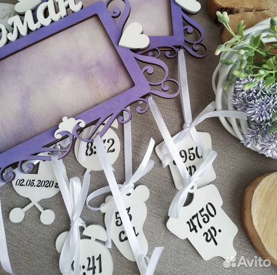 Фоторамка детская с метрикой, выписка, новорожденн