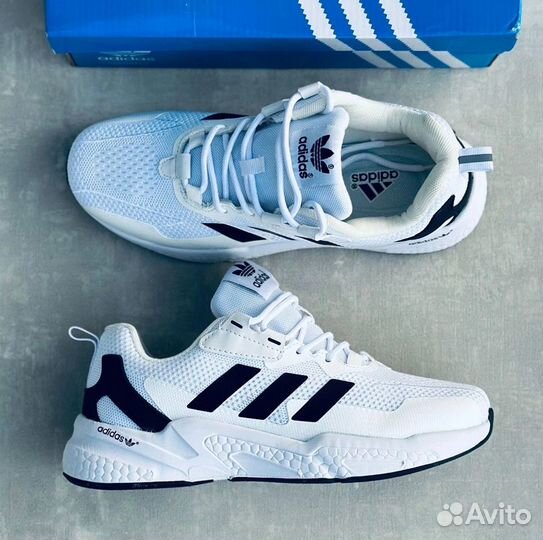 Кроссовки Мужские Adidas белые весна/лето лёгкие