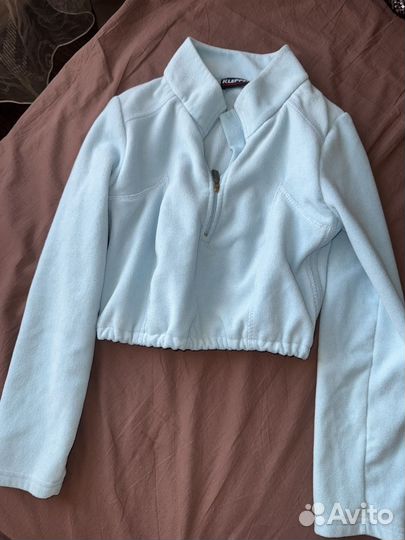 Кроп свитер теплый голубой женский