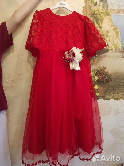 Нарядное платье для девочки 134 140 длинное