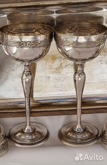 Набор рюмки поднос франция серебрение