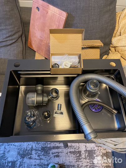 Кухонная мойка 780/450мм черная