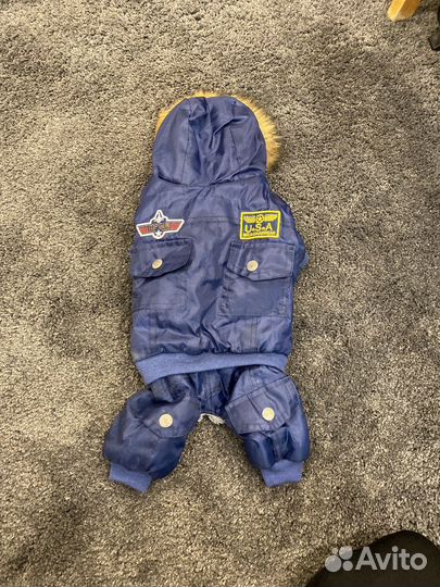 Теплый костюм комбинезон для собак с капюшоном