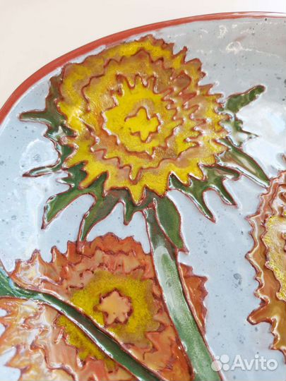 Настенные тарелки авторская керамика Подсолнухи