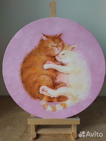 Картина маслом на холсте,Котики