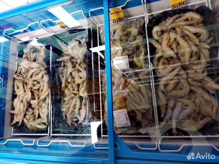 Креветки королевские, Лангустины, Рыба(вяленая)