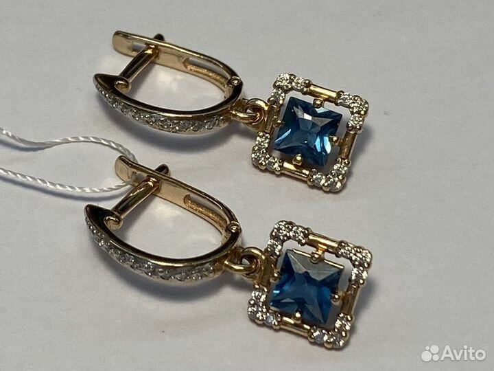 Серьги с камнями золотые