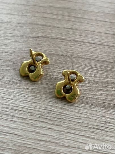 Золотые серьги с бриллиантами 750 пробы