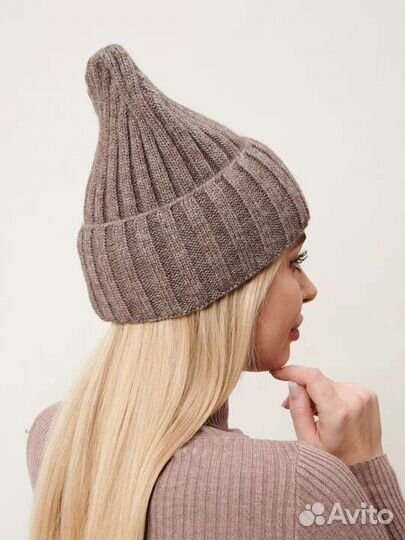 Шапка бини тыковка коричневая весна