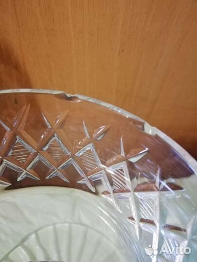 Ваза конфетница на ножке СССР, хрустальная