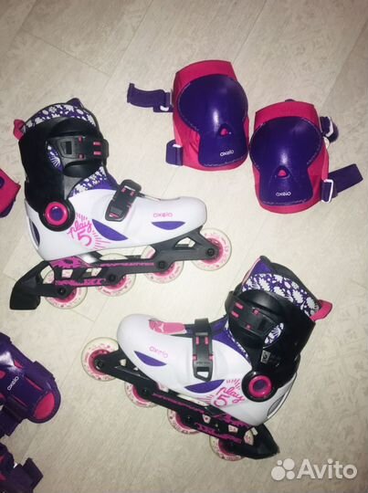 Роликовые коньки детские Oxelo 32-34 защита/шлем