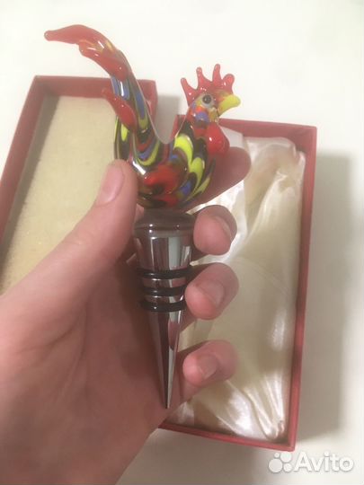 Стеклянная пробка для бутылки Петух“винтаж