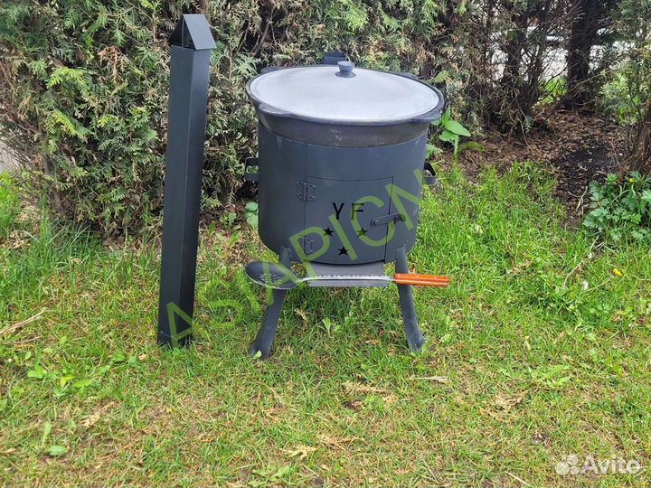 Казан-Чугунный 16л+печь с трубой и дверцей
