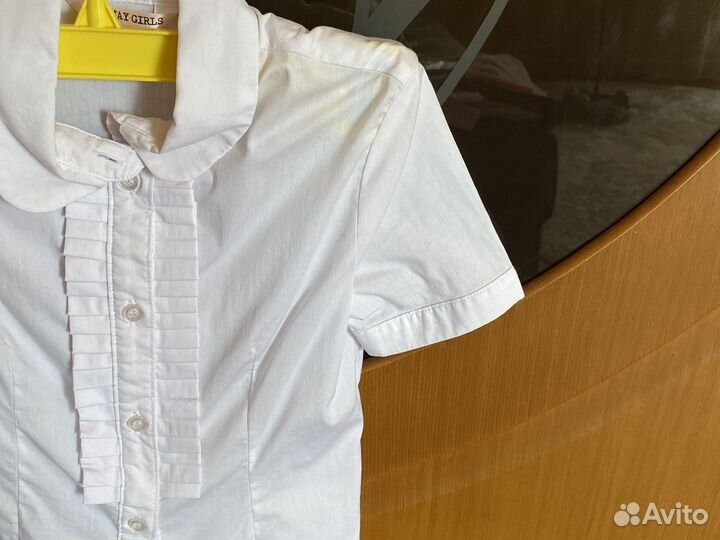 Блузка школьная 128 с коротким рукавом