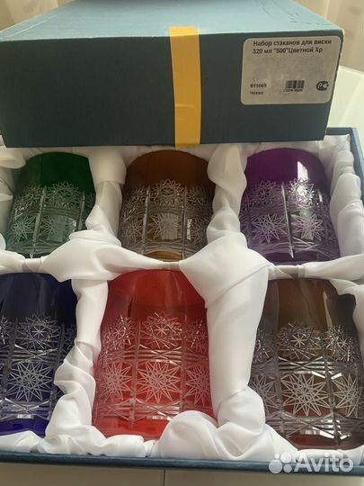 Набор для виски,Чехия, 320 мл.Цветной хрусталь