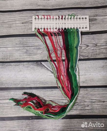 Остатки набора для вышивания (канва, схема, нитки)