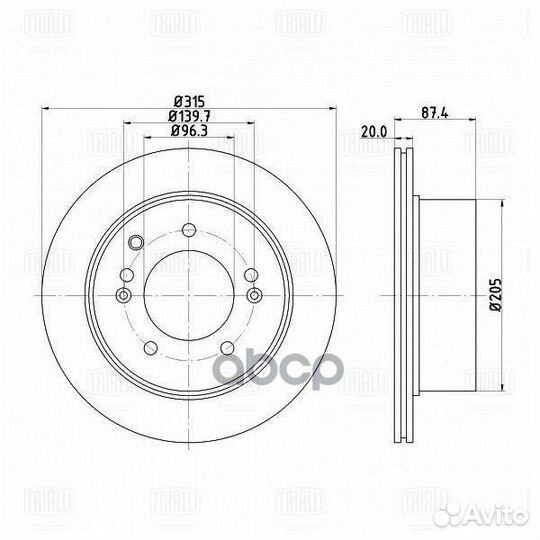 Диск торм. для а/м Kia Sorento (02) зад. d315