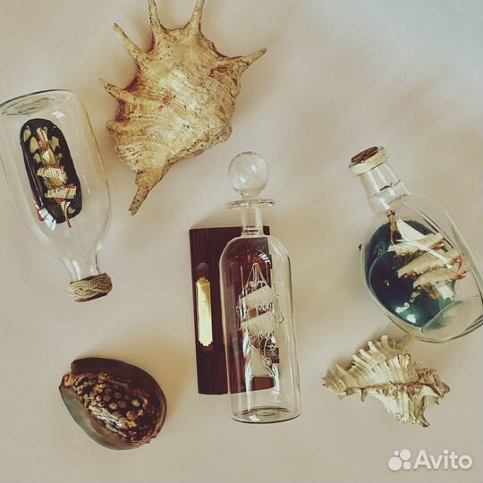 Сувенирные корабли в бутылке Mayflower 4 штуки