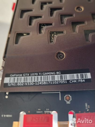 Видеокарта gtx 1070 ti MSI Gaming 8Gb