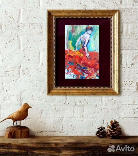 Картина маслом девушка танцовщица балет танец