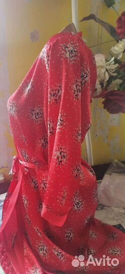 Шелковый атласный халат на запах р. 44-46-48