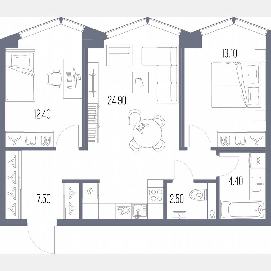 2-к. квартира, 64,8 м², 24/34 эт.