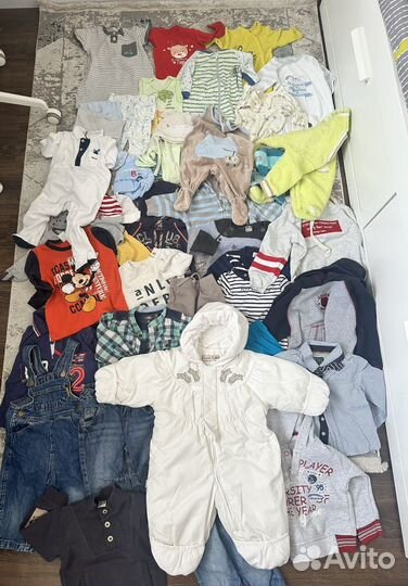 Большой пакет одежды для мальчика от 0 до 1,5 лет